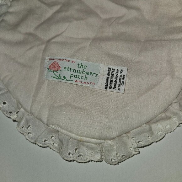 Orange Peach White Gingham Plaid Burp Cloth Lace Trim Strawberry Patch Atlanta - Picture 4 of 6